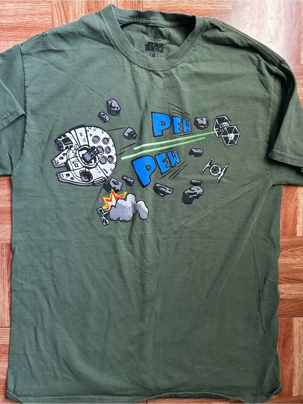 Star Wars Short sleeve shirt Medium Millennium Falcon Pew Pew Green